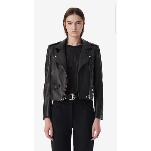 IRO Ashville Lambskin Leather Motorcycle Jacket $1200 40FR/8 US - Picture 1 of 12